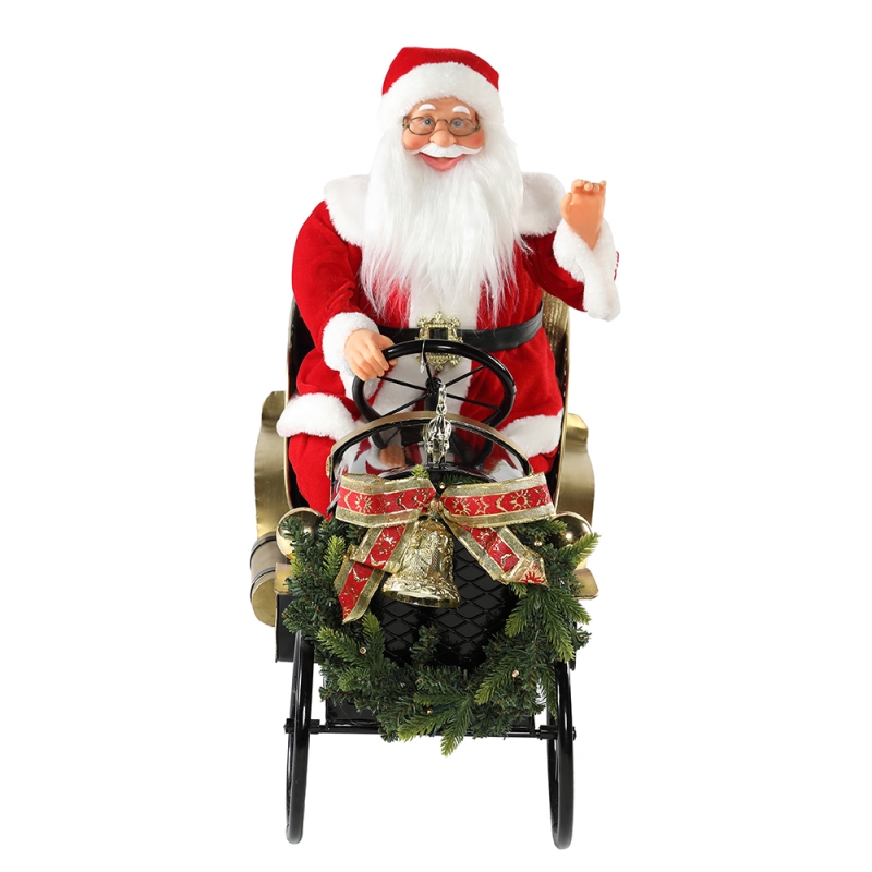 80cm carro de Natal animado Papai Noel com iluminação ornamento musical decoração figurine figurine coleção tradicionalnatal