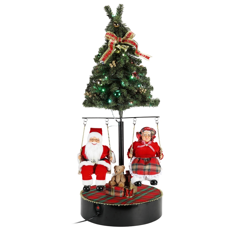 120cm Natal girar a árvore Papai Noel com ornamento musical decoração festival feriado figurine coleção tradicional